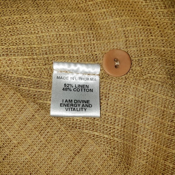 Flax Sz S Linen Blend Yellow Tunic Blouse 3/4 Sleeve Lagenlook Button Accet Top - Picture 8 of 10